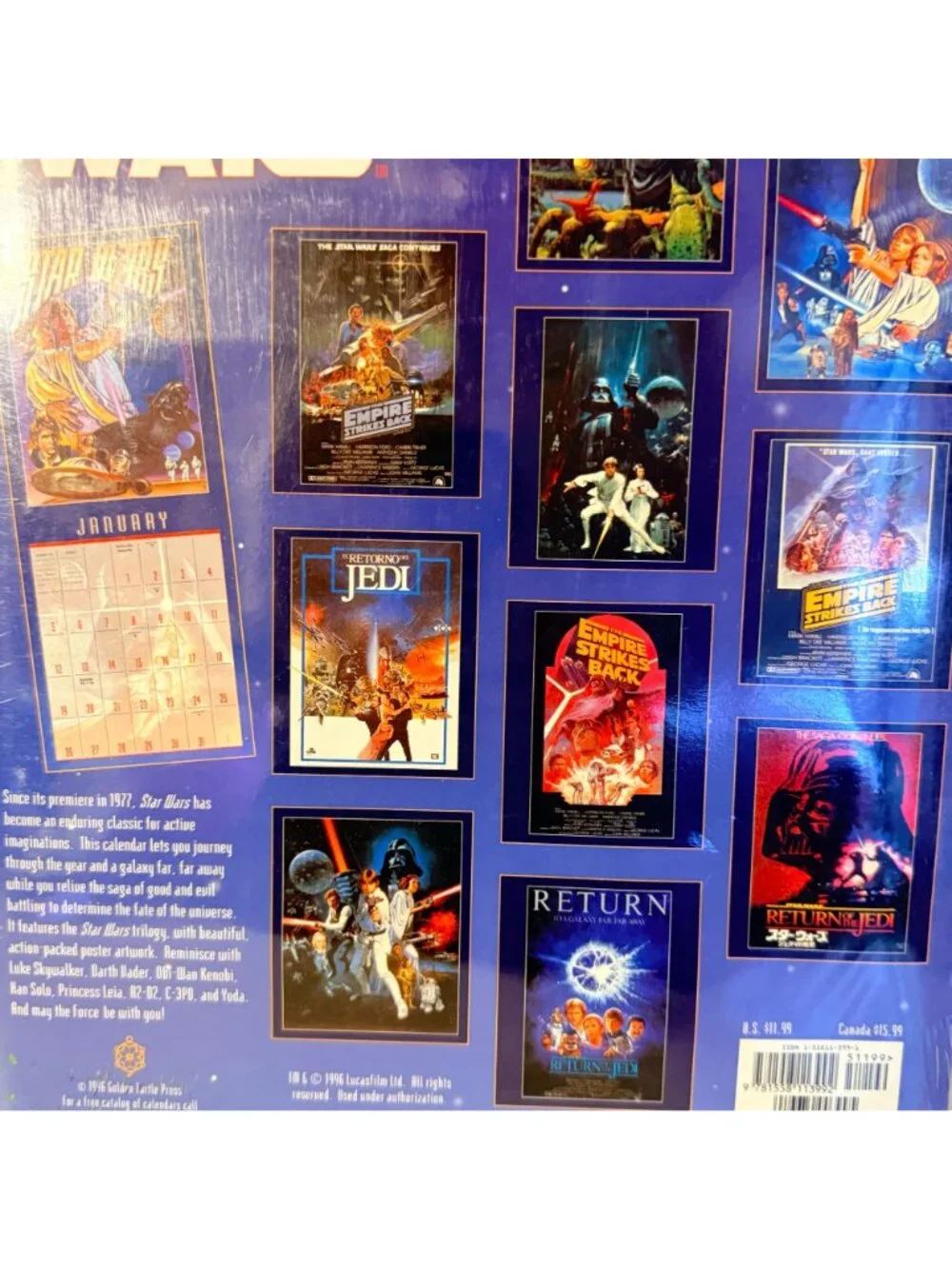 Vintage 1997 Star Wars 20th Anniversary Wall Calendar Movie Poster Luke Skywalke